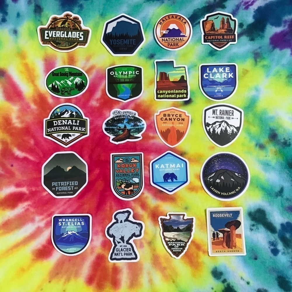 National Park Stickers Lot of 20 Colorful Road Trip Water Bottle Decals